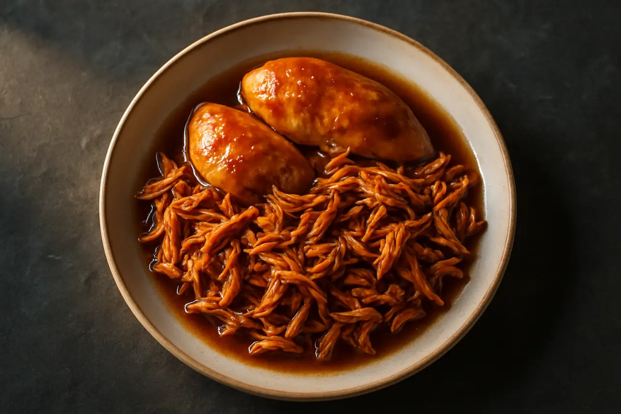 Slow-Cooker Pulled Chicken - ten minutes of effort in the morning, a mountain of pulled chicken by pickup time